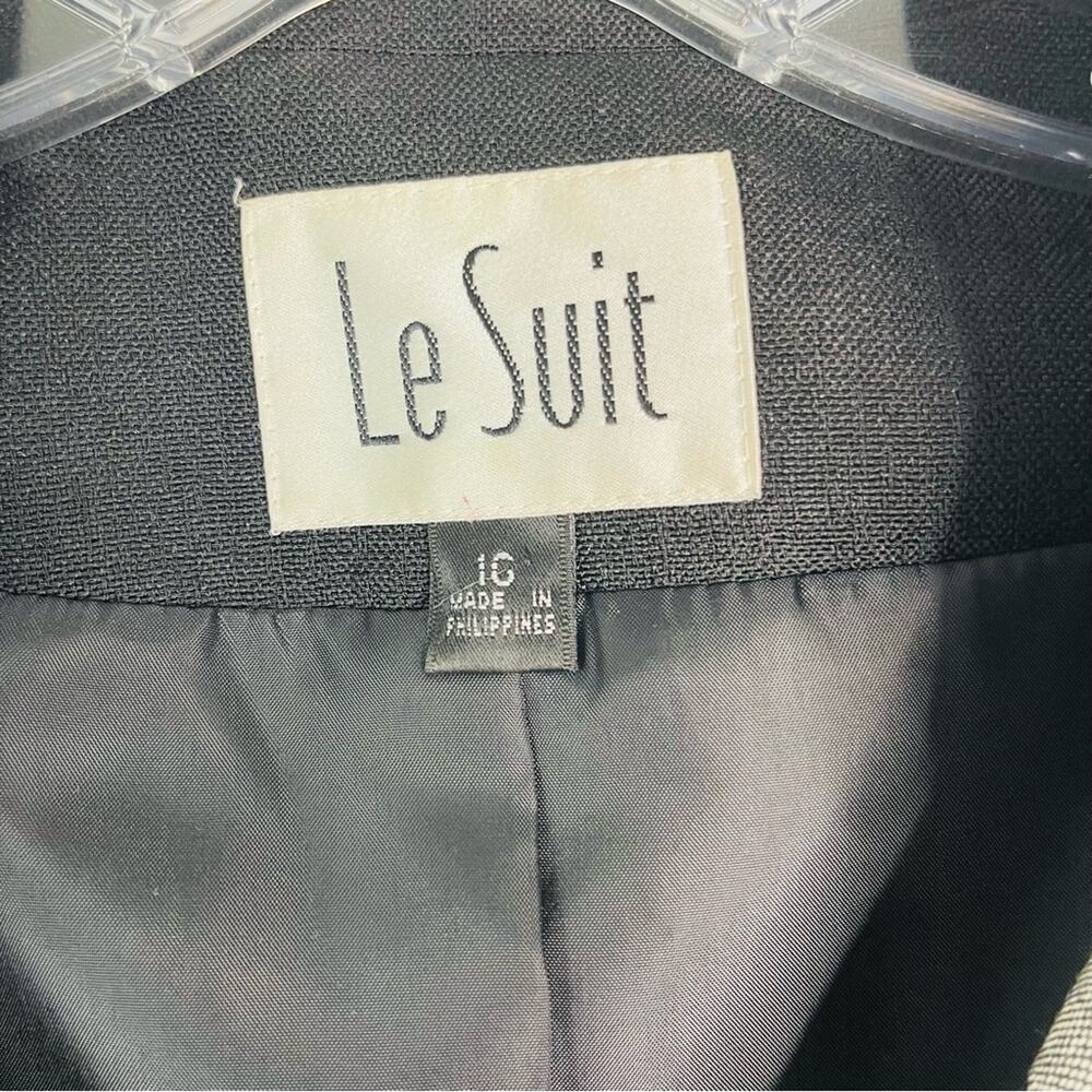 Vintage Le Suit black grey preppy office button blazer 16 - Picture 4 of 5